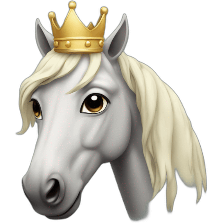 crying horse with a crown emoji