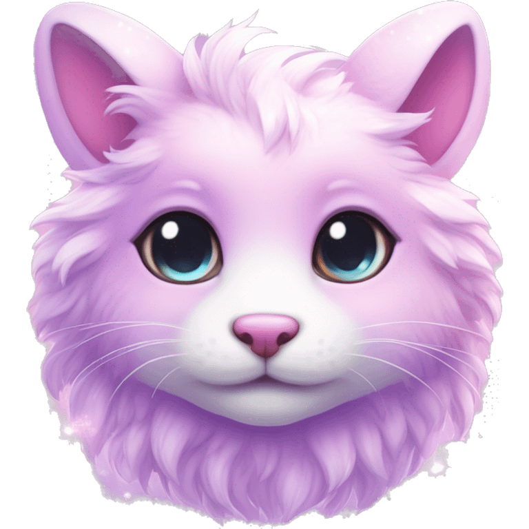 Kawaii cute gorgeous colorful sparkly bright light pastel lilac-pink-white-gradient fantasy ethereal fursona animal creature emoji