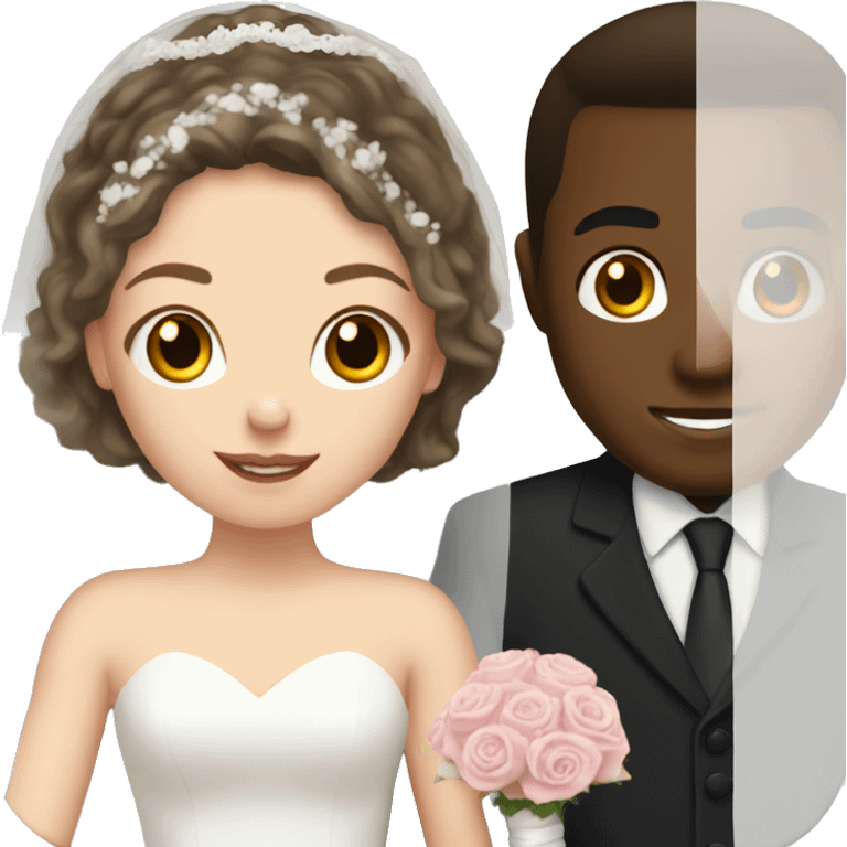 black man and brunette white girl getting married  emoji