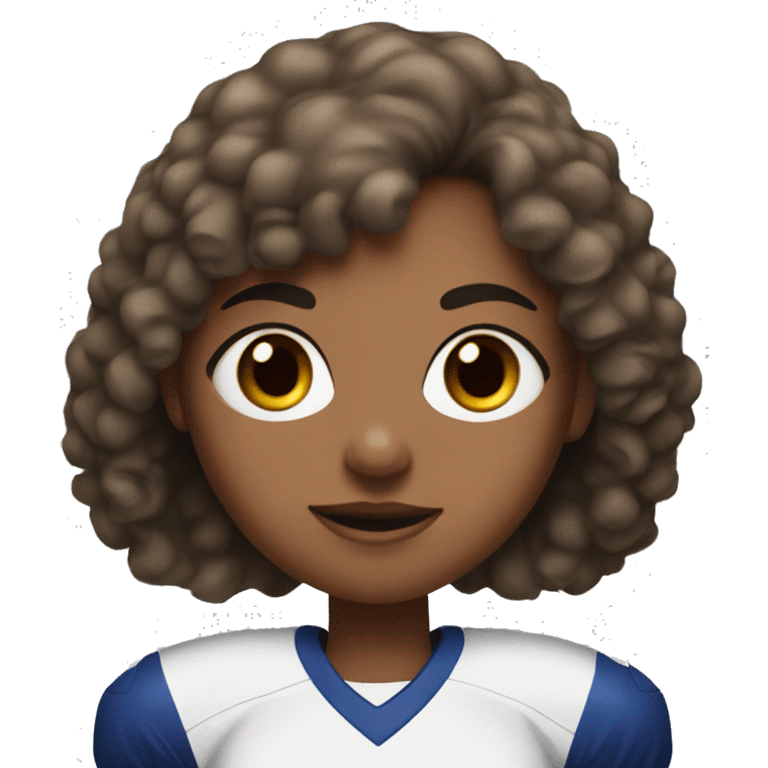 girl as a me, with Fringe brown-haired, hazel eyes, and wearing football jersey emoji