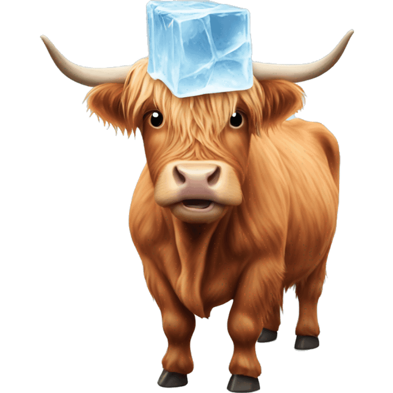 Highland cow eating ice cube emoji