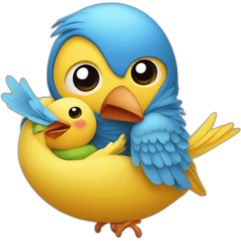 bird delivering baby boy in fabric held in its beak emoji