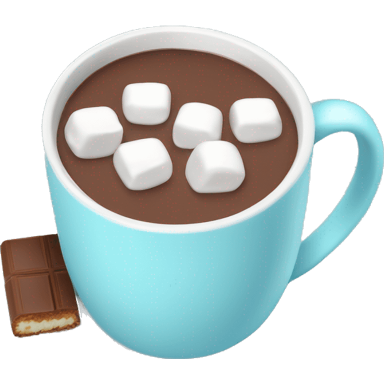 hot cocoa with marshmallows in a light blue mug isolates emoji