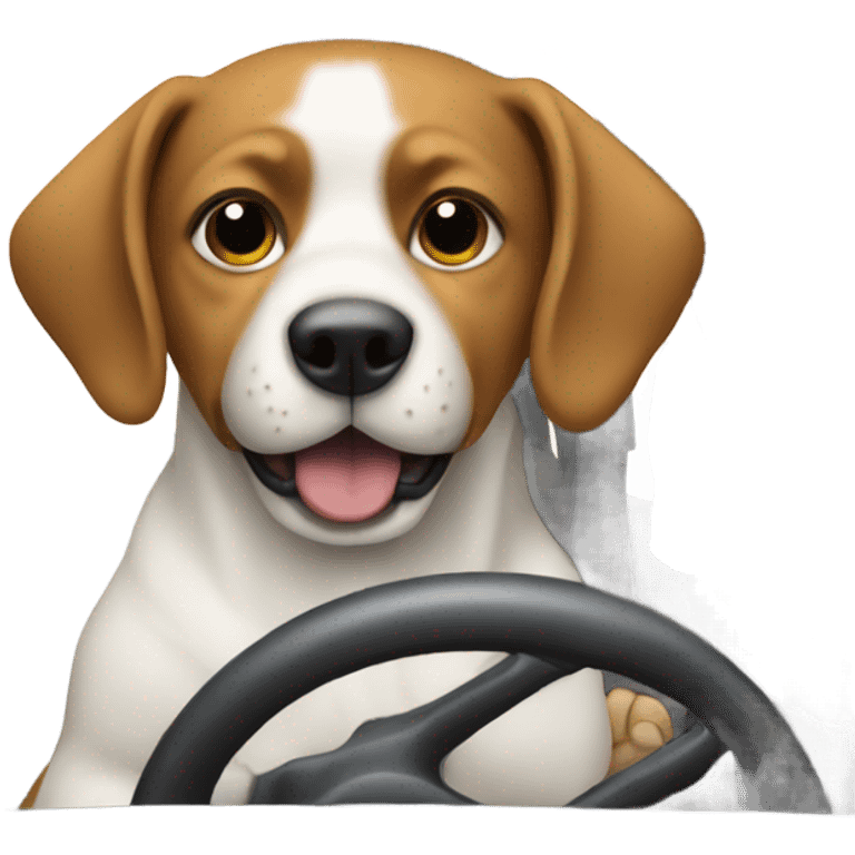 a dog driving a car emoji