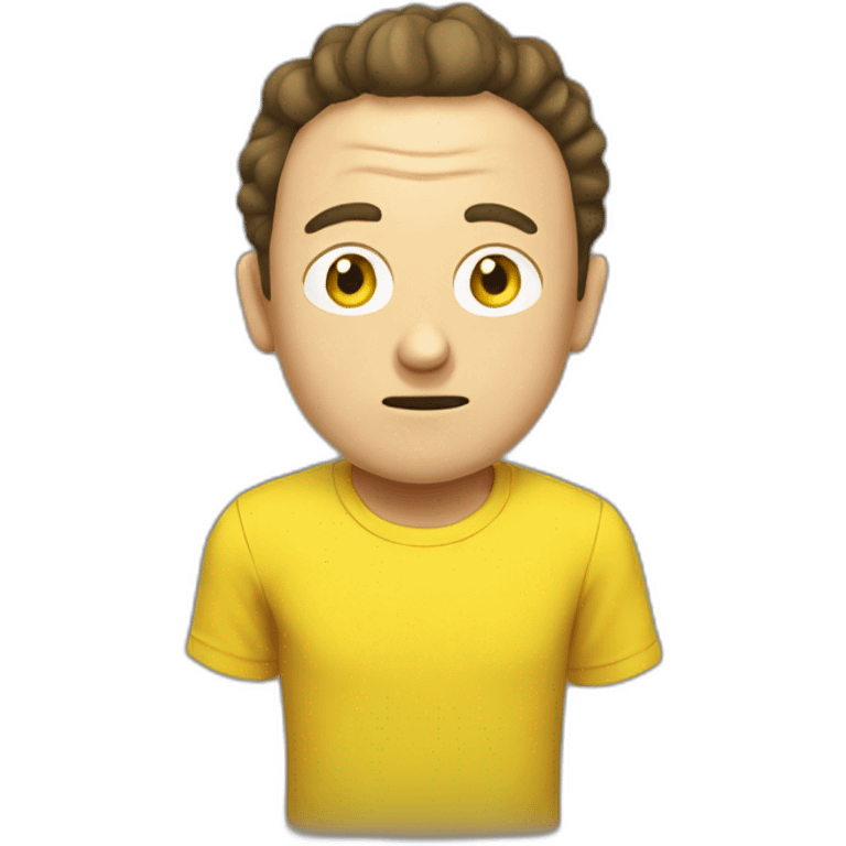 morty with round face and blown short hairs with yellow T-shirt emoji