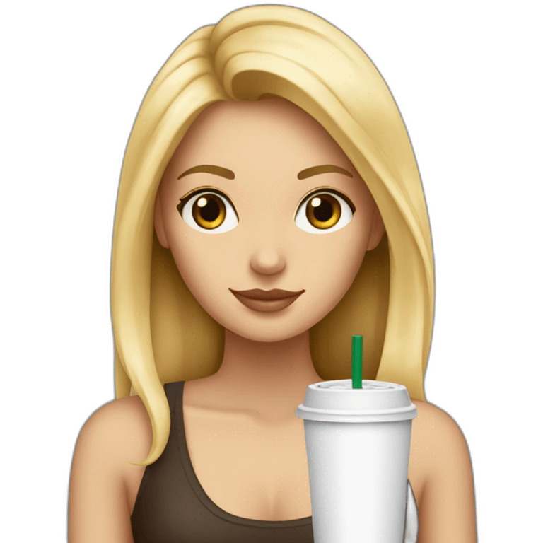 Starbucks cup cold drink with long blonde girl emoji