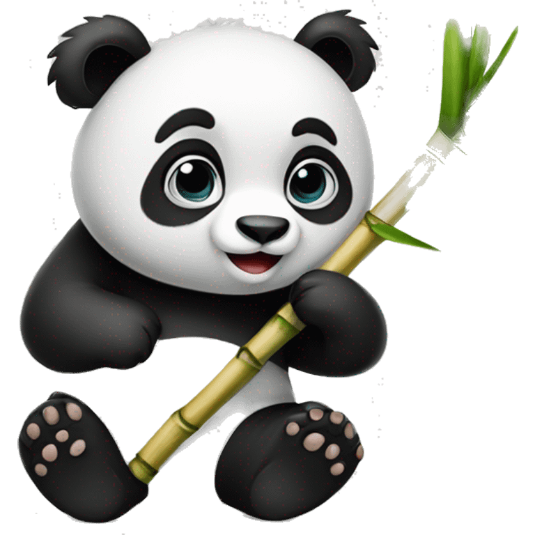 panda with bamboo stick emoji