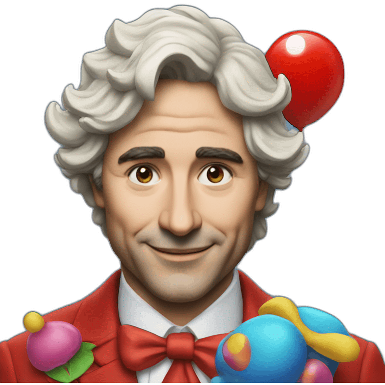 Trudeau with clown face emoji