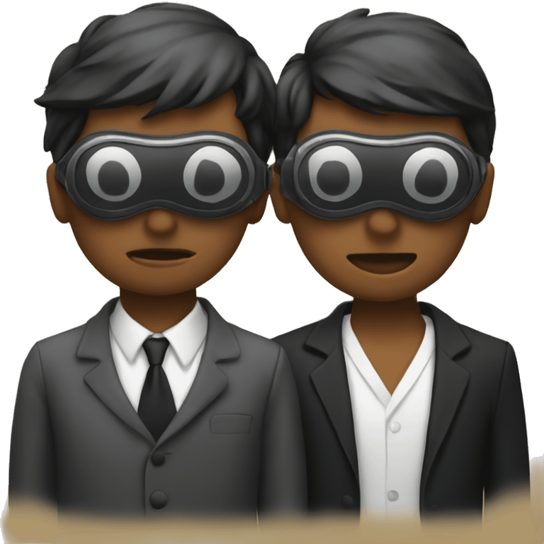 boys in a viewfinder scene and they are both blindfolded emoji