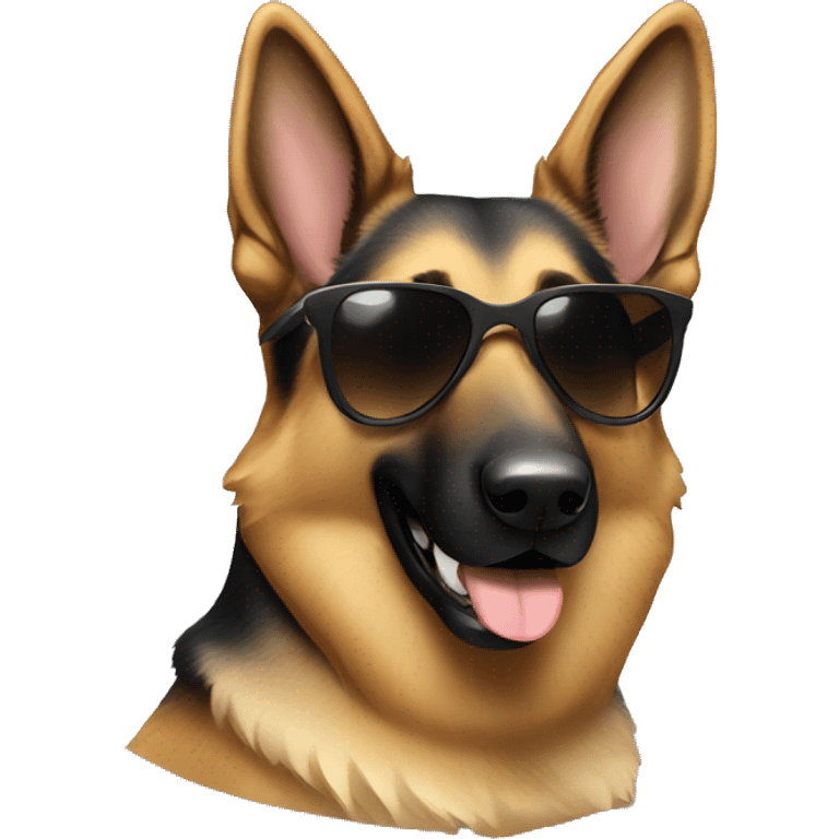 German shepherd wearing sunglasses emoji