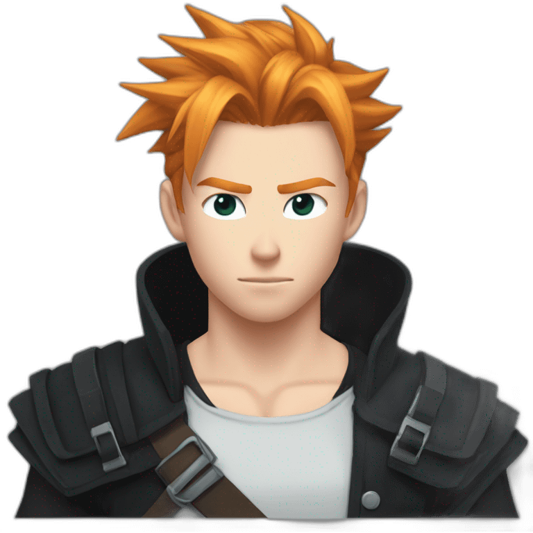 Ginger hair and freckles. Cloud strife. Black ninja clothes emoji