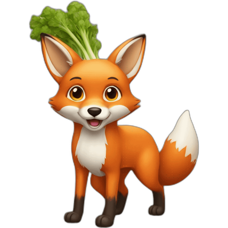 a fox with a carrot in his hand emoji