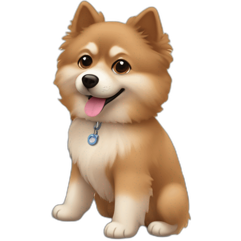 light brown cute spitz in plane emoji