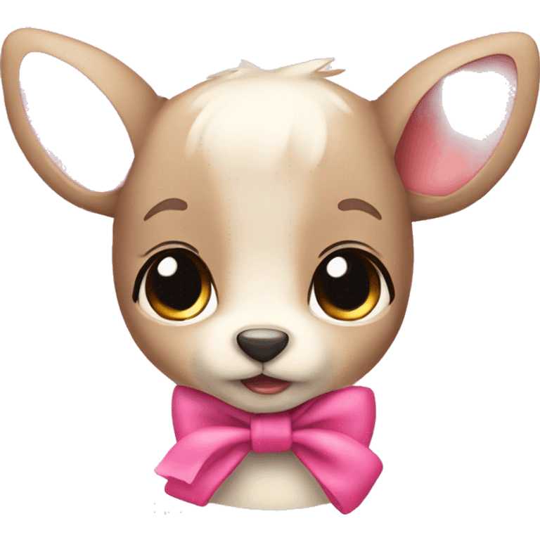 cute dear with pink bow emoji