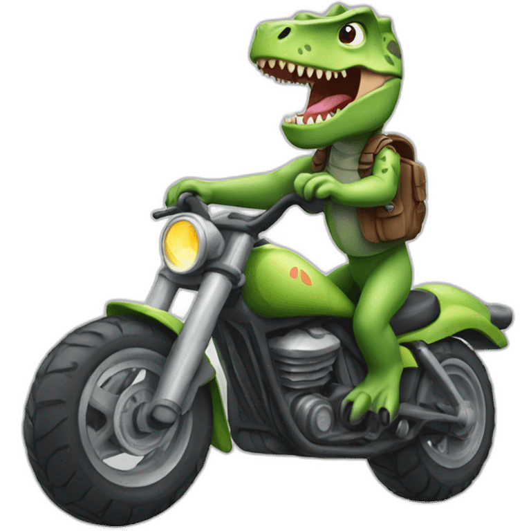 Dinosaure sur moto emoji