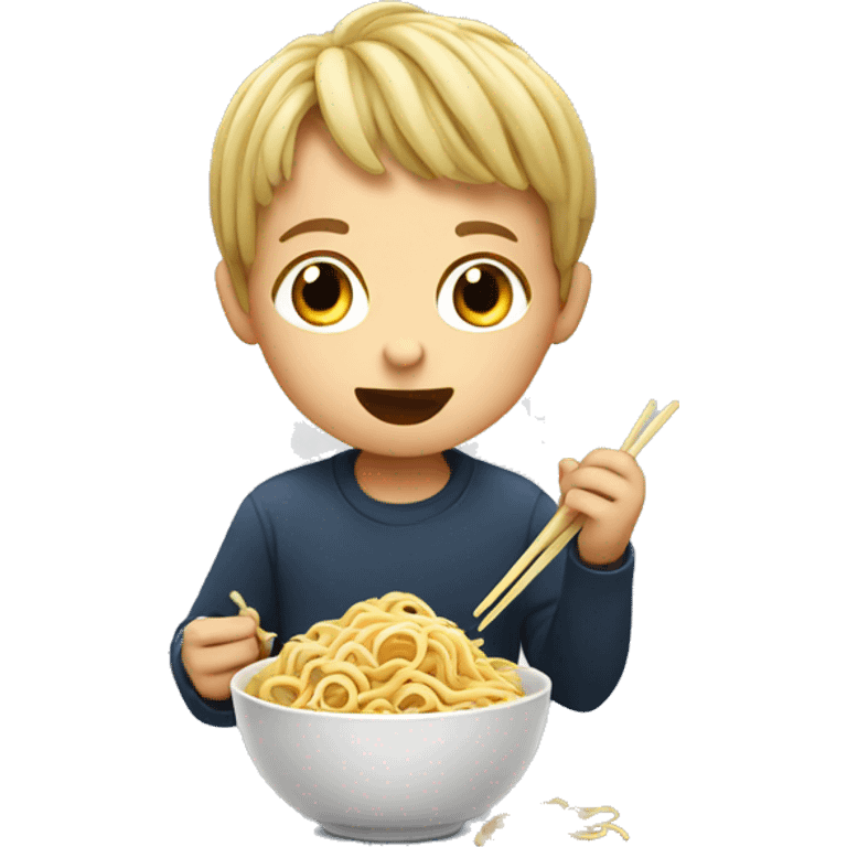 Kid eating noodles emoji