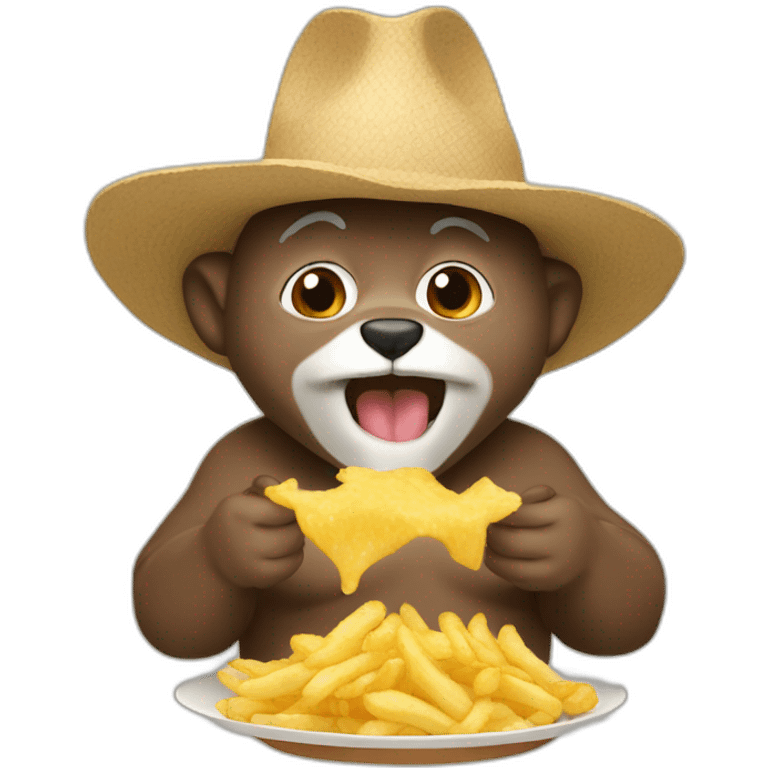 Mapache comiendo papá fritas emoji