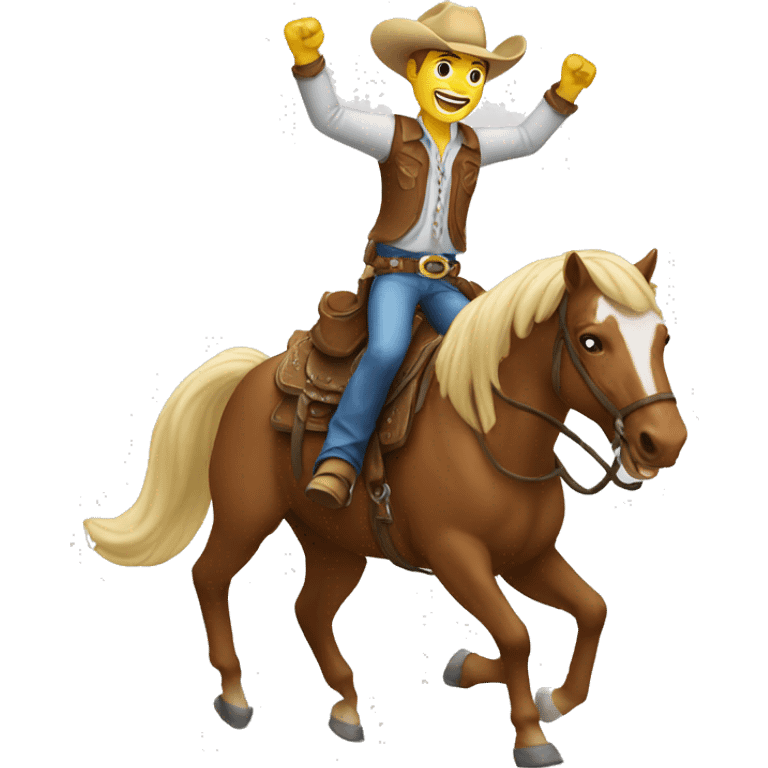 White Cowboy riding horse happy cheering emoji