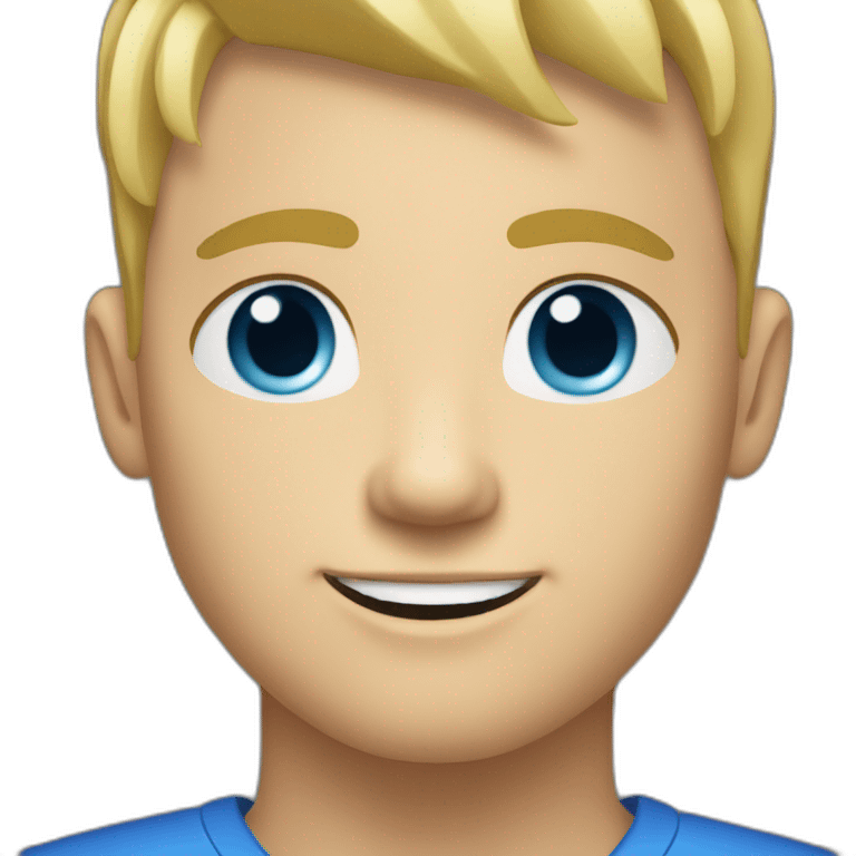 Blond hair blue eyes young male face. Buzz cut emoji