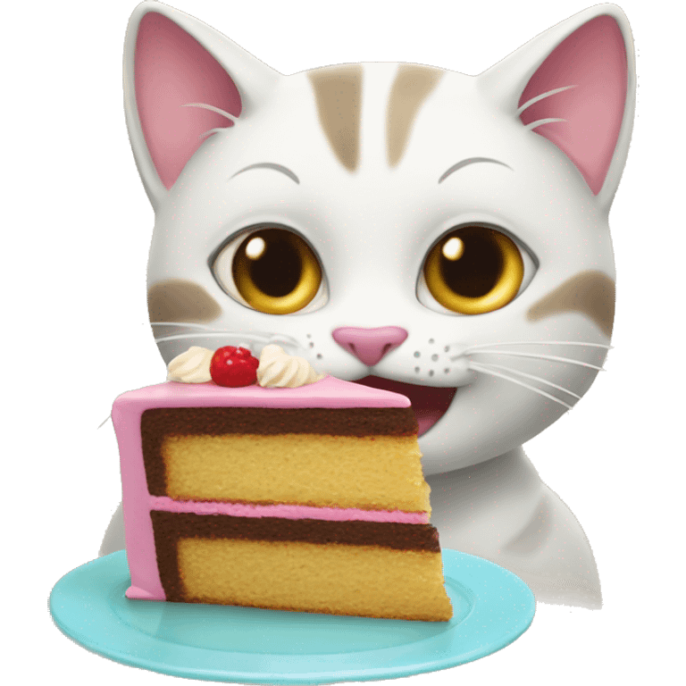 Cat eating cake emoji