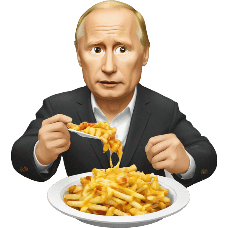 Vladimir Poutine qui mange une poutine emoji