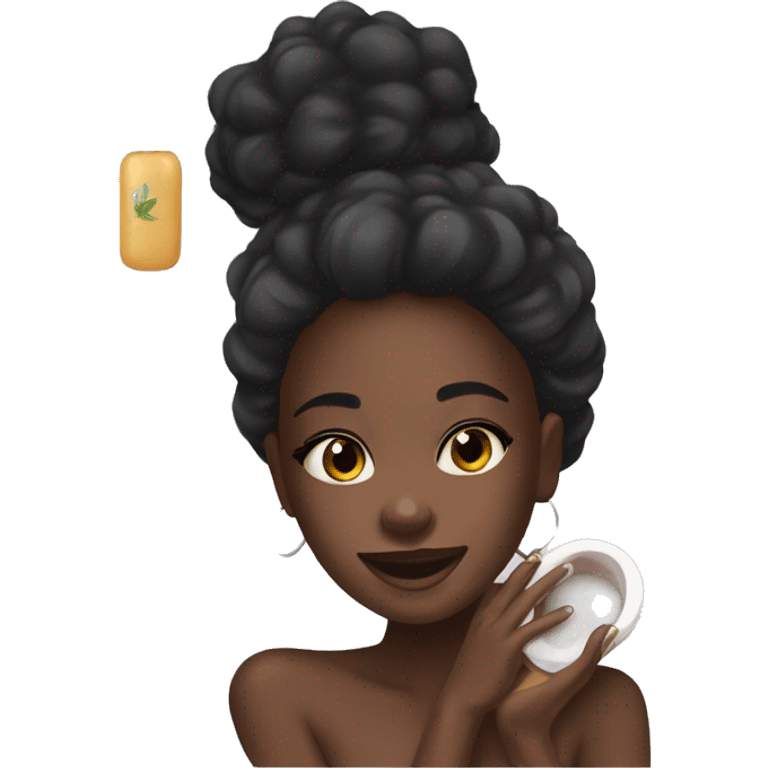 Black girl doing skin care emoji