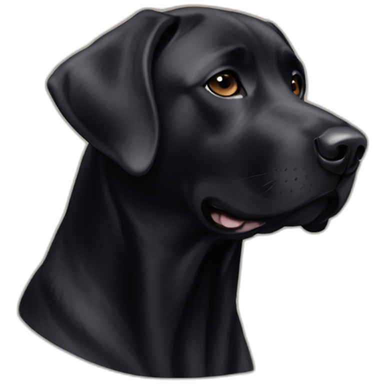 Black lab triangular face tiny black eyes small tongue emoji