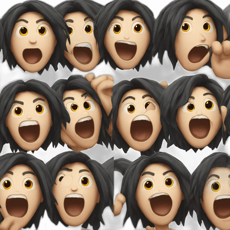 screaming boy with long black hair emoji