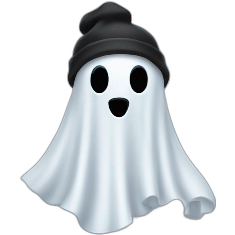 Ghost wearing a black beanie emoji