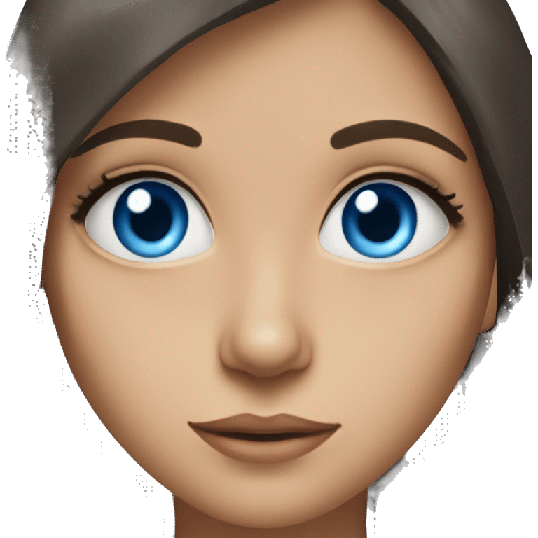 Brunette girl with blue eyes pretty portrait   emoji