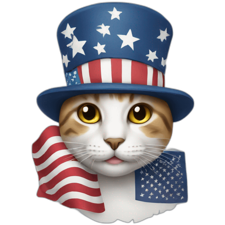 cat wearing american flag hat emoji