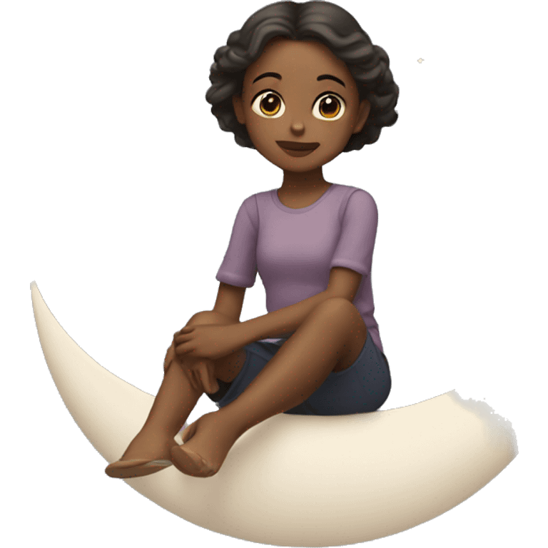 Girl sitting on the young moon emoji