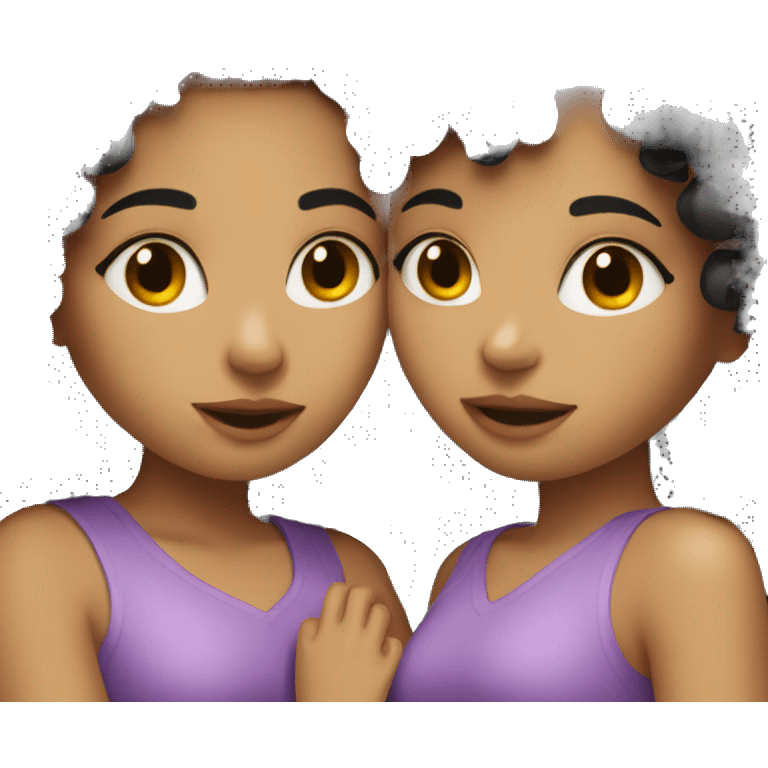 2 girls kissing with black curly hair  emoji