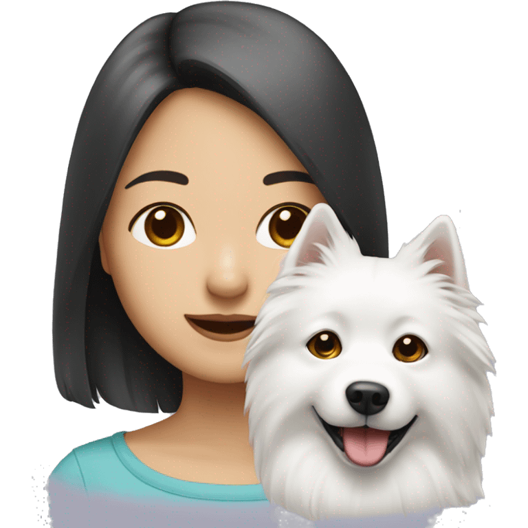 asian girl with Japanese spitz dog emoji