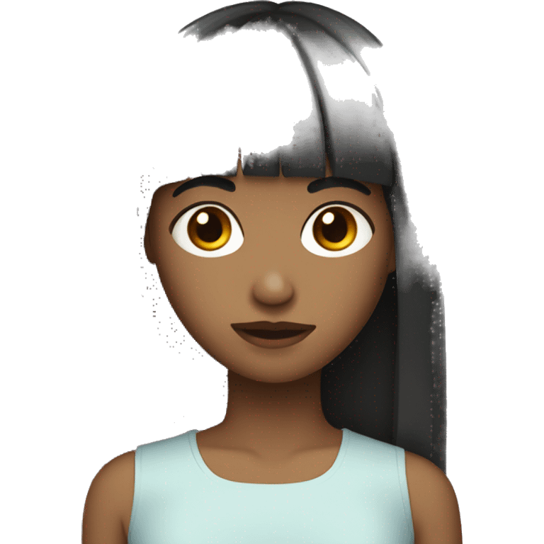 teen with black hair in a fringe style emoji