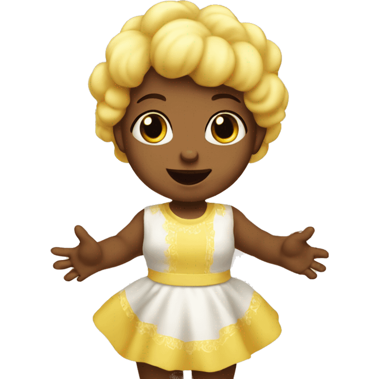 Yellow Baby girl with both arms in the air, enjoy bless emoji