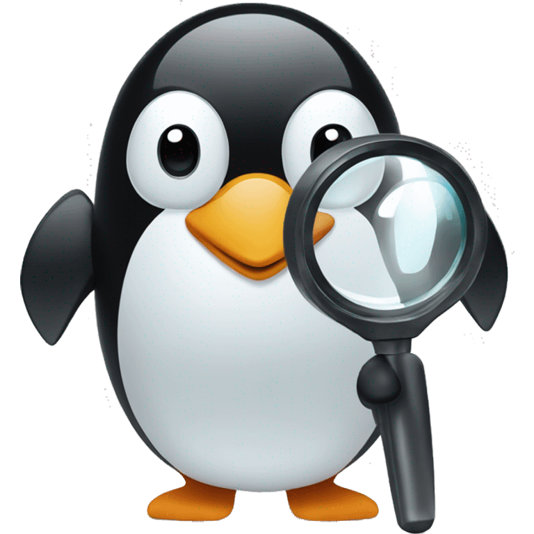 penguin holding a magnifying glass emoji