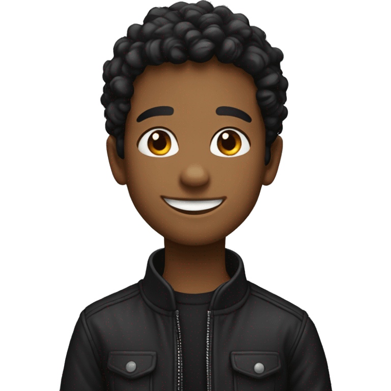 smiling boy in black jacket emoji