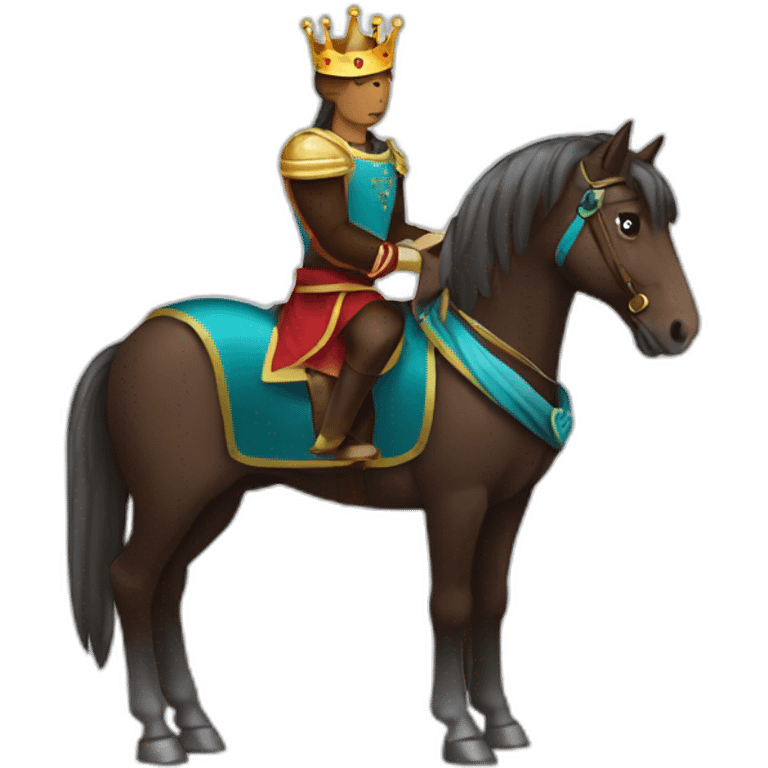 dark brown conceited horse with crown emoji