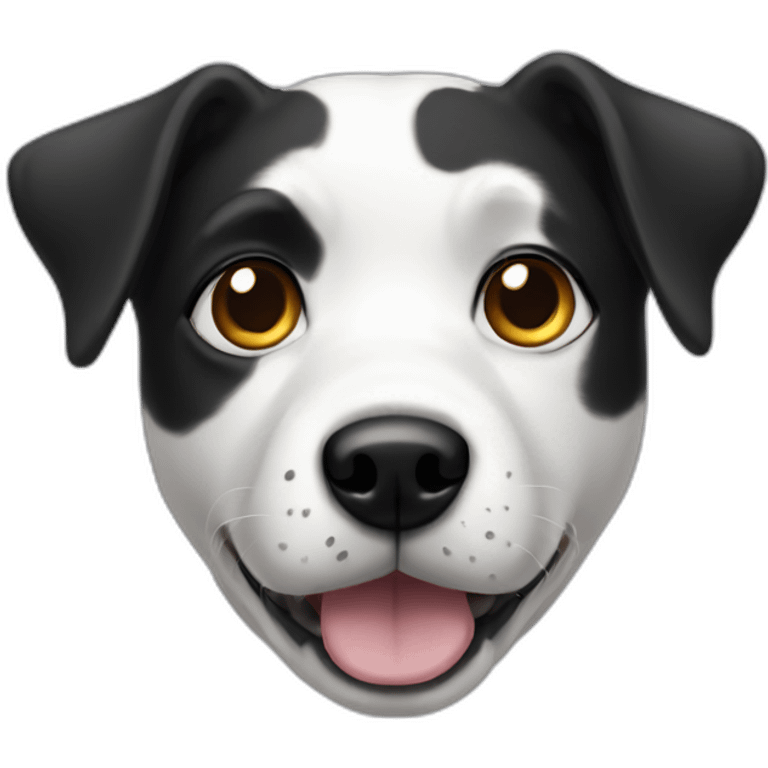 white dog with black black spot on half of the face emoji