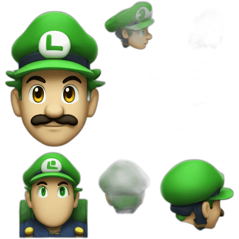 Luigi from super Mario cyberpunk style emoji