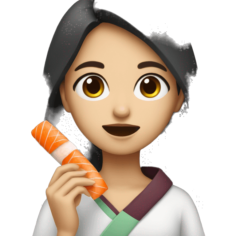 girl eats sushi emoji