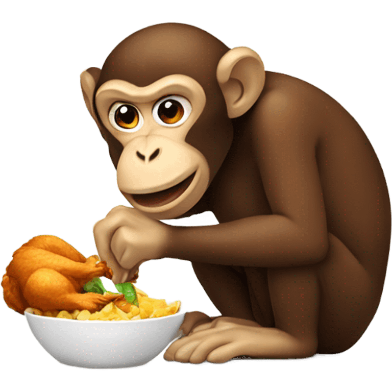 Monkey eating chicken emoji