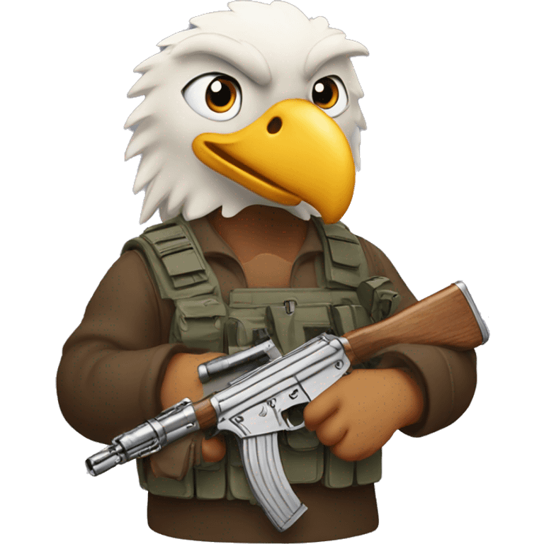 A eagle holding a AK ￼ emoji