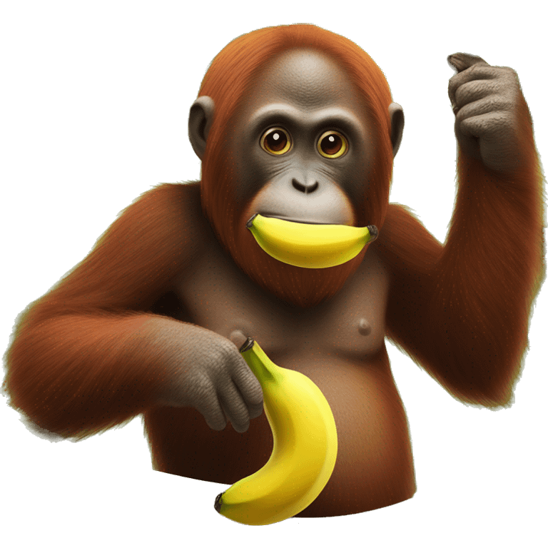 Orangutan holding banana ￼ emoji