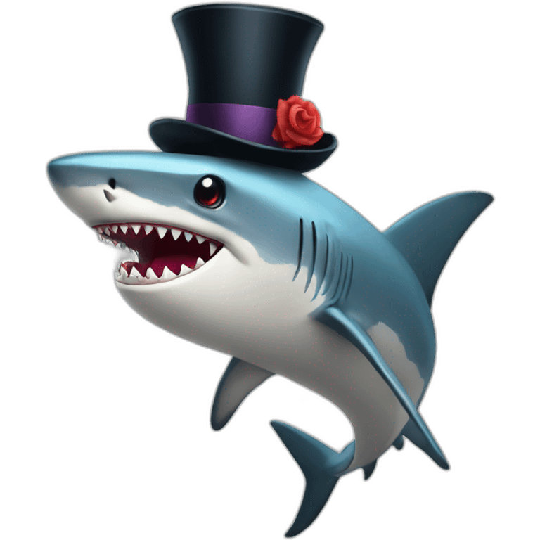 Shark with a top hat emoji