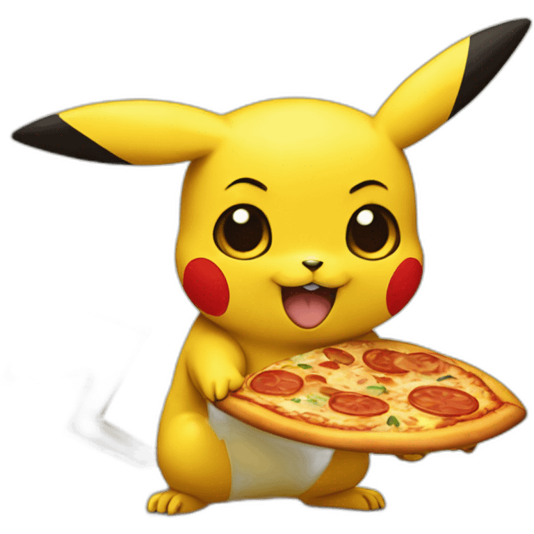 Pikachu eating pizza emoji