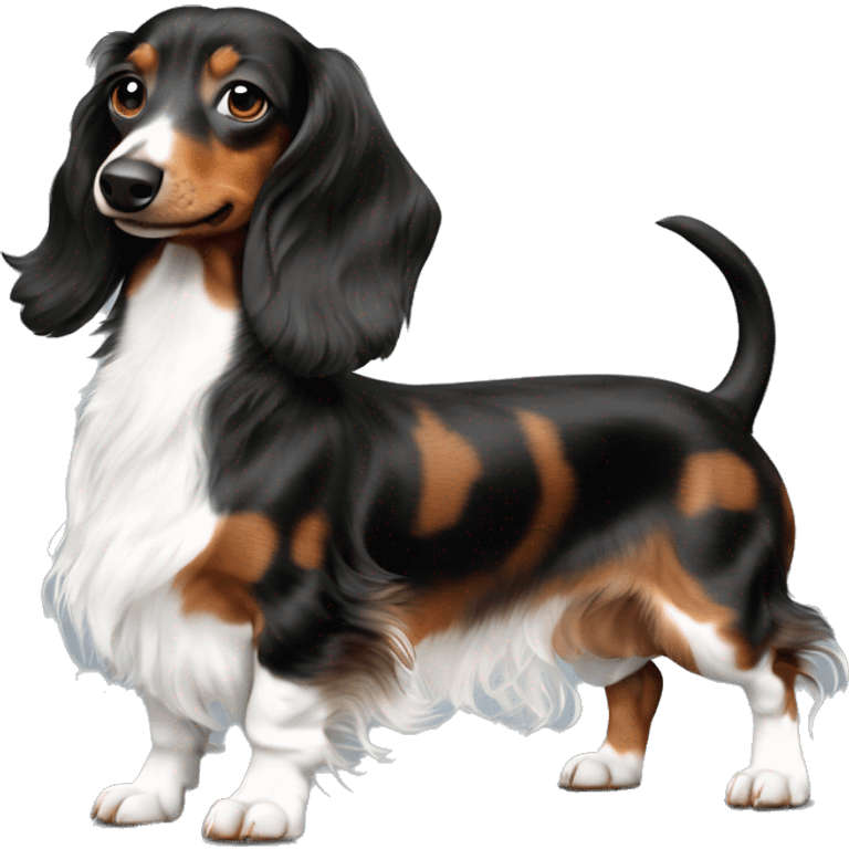 Black & brown Merle long haired Dachshund side emoji