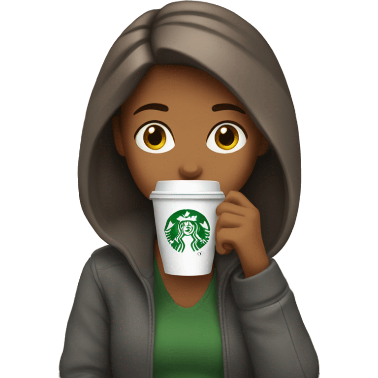 Girl drinking starbucks coffee emoji