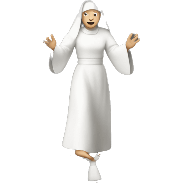 white Nun dancing  emoji